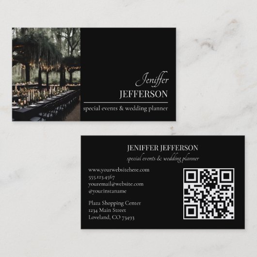 Dark Floral event wedding planner Visitenkarte (Vorne/Hinten)