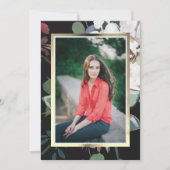 Dark Floral Foto Graduation Party Einladung (Vorderseite)