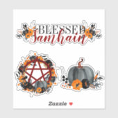 Dark Floral Gesegnetes Samhain Pentagramm & Pumpki Aufkleber (Blatt)