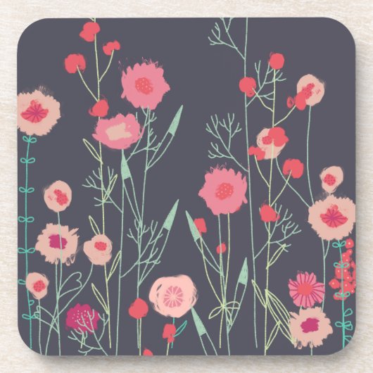 Dark Floral Getränkeuntersetzer (Vorderseite)