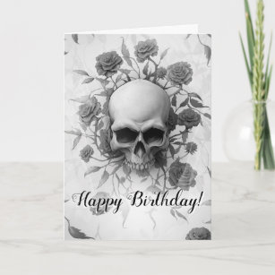 Dark Floral Gothic Rose Skull Geburtstag Karte