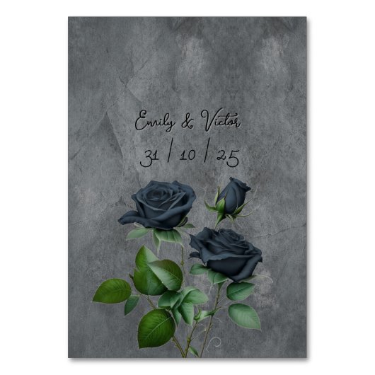 Dark Floral Gothic Style Tischnummer (Rückseite)