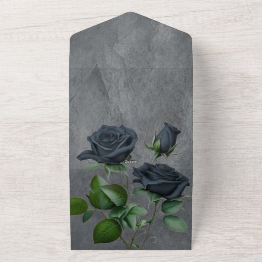 Dark Floral Gothic Style Wedding All In One Einladung (Außenbereich)