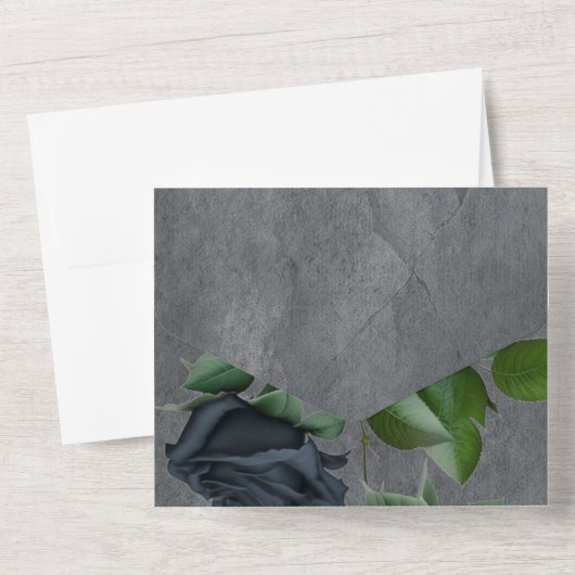 Dark Floral Gothic Style Wedding All In One Einladung (Rückseite)