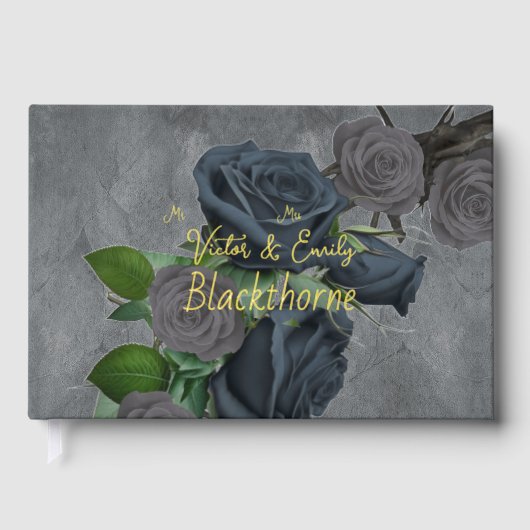 Dark Floral Gothic Style Wedding Foil Gästebuch (Vorderseite)
