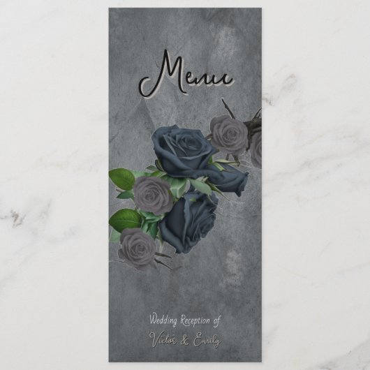 Dark Floral Gothic Style Wedding Menükarte (Vorderseite)