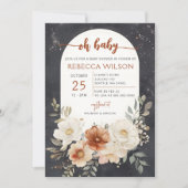 Dark Floral Greenery Botanical Boho Baby Shower Einladung (Vorderseite)