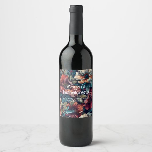 Dark Floral individualisierbares Weinlabel Weinetikett (Vorderseite)