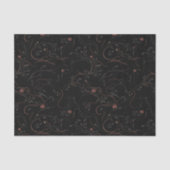 Dark Floral Line Art Tissue Paper Seidenpapier (Vorderseite)