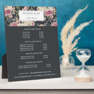 Dark Floral Logo Preisliste Fotoplatte