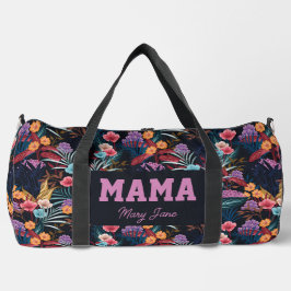 Dark Floral Mama Delivery Travel Gym Duffle Bag