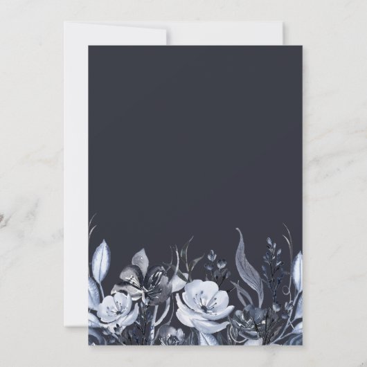 Dark Floral | Moderne Wasserfarbenhochzeit Einladung (Rückseite)