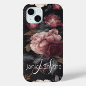 Dark Floral Monogram Case-Mate iPhone Hülle (Rückseite)