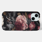 Dark Floral Monogram Case-Mate iPhone Hülle (Rückseite (Horizontal))