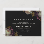Dark Floral | Moody Classic Black and White Save The Date (Vorderseite)