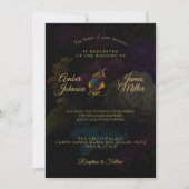 Dark Floral Moody Monogram Wedding Einladung (Vorderseite)