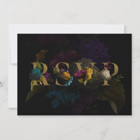 Dark Floral Moody Monogram Wedding RSVP Card Einladung (Vorderseite)