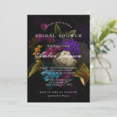 Dark Floral Moody Wedding Bridal Dusche Einladung (Stehend Vorderseite)