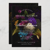 Dark Floral Moody Wedding Bridal Dusche Einladung (Vorne/Hinten)