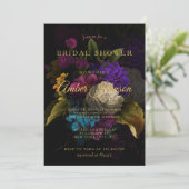 Dark Floral Moody Wedding Bridal Dusche Einladung (Stehend Vorderseite)