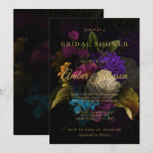 Dark Floral Moody Wedding Bridal Dusche Einladung (Vorne/Hinten)