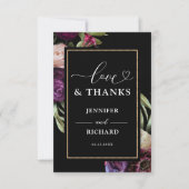 Dark Floral Moody Wedding danke Ihnen Karten (Vorderseite)