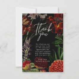 Dark Floral Moody Wedding Danke Karte