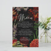 Dark Floral Moody Wedding Menu (Stehend Vorderseite)