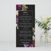 Dark Floral Moody Wedding Menu Menükarte (Stehend Vorderseite)