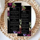 Dark Floral Moody Wedding Menu Menükarte