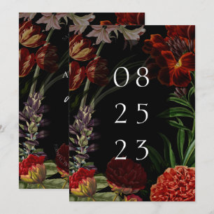 Dark Floral Moody Wedding Save The Date