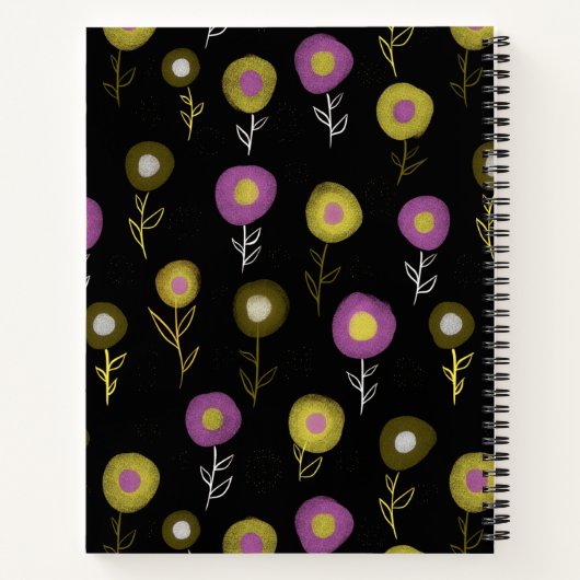 Dark Floral Pattern Giro Name Art Sketchbook Notizblock (Rückseite)
