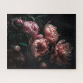 Dark Floral Peonies Dutch Master Oil Painting Puzzle (Horizontal)