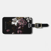 Dark Floral Personalisiert Name Gepäckanhänger (Vorderseite horizontal)