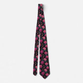 Dark Floral Pink Rose Pattern Krawatte (Rückseite)