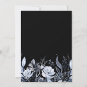 Dark Floral | Schwarze Wasserfarbenhochzeit Einladung (Rückseite)