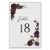 Dark Floral Skull Gothic Wedding Table Number Card Tischnummer (Vorderseite)