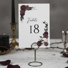 Dark Floral Skull Gothic Wedding Table Number Card Tischnummer