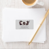 Dark Floral Skull Gray Wedding Return Address Adressaufkleber (Insitu)