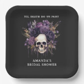 Dark Floral Skull Halloween Brautparty Pappteller (Vorderseite)
