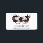 Dark Floral Skull White Wedding Return Address Adressaufkleber<br><div class="desc">This Dark Floral Skull White Wedding Return Address Label features hand-drawn skulls and romantic roses in rich burgundy and mauve tones, against a clean white background. Perfect for gothic weddings, dark romantic themes, Halloween weddings, and alternative bridal celebrations. Personalize with your names and address for a dramatic, cohesive finishing touch...</div>