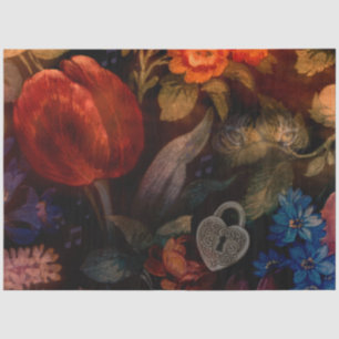 Dark Floral Tiger Tulip Seidenpapier
