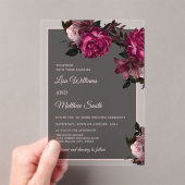 Dark Floral Transparent Wedding Acryleinladungen (Insitu (Handheld))