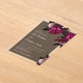 Dark Floral Transparent Wedding Acryleinladungen (Ablage )