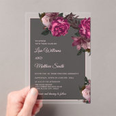 Dark Floral Transparent Wedding Acryleinladungen (Insitu (Handheld))