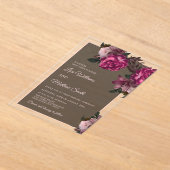 Dark Floral Transparent Wedding Acryleinladungen (Ablage )