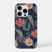Dark Floral Tulip Pattern Phone Case iPhone Hülle (Rückseite)