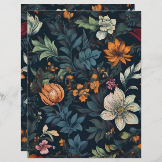 Dark Floral Vintag Stationary (Vorne/Hinten)