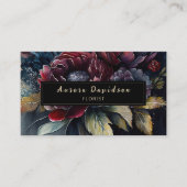 Dark Floral Watercolor Burgundy Black Visitenkarte (Vorderseite)
