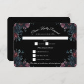 Dark Floral Wedding Gothic Black Elegant Einladung (Vorne/Hinten)